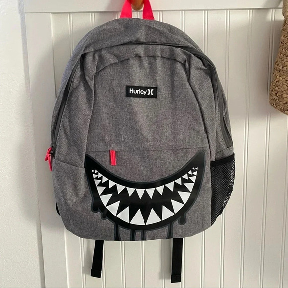 HURLEY Unisex SHARK BITE15" Laptop Sleeve Backpack School Bag DARK GRAY NEW!